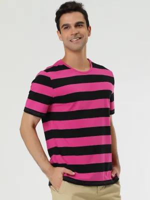 Chic Striped Crewneck Short Sleeve Summer T-Shirts