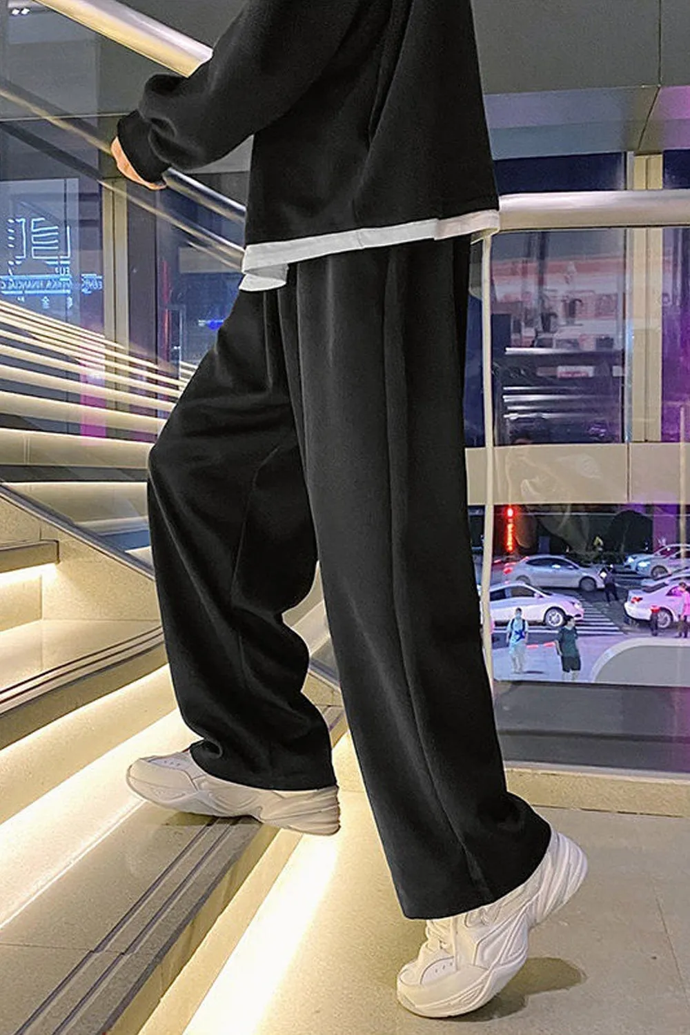 Chicmy-Graduation gift, Coachella Valley Music Festival Look,Loose Solid Color Straight Men Sweatpants