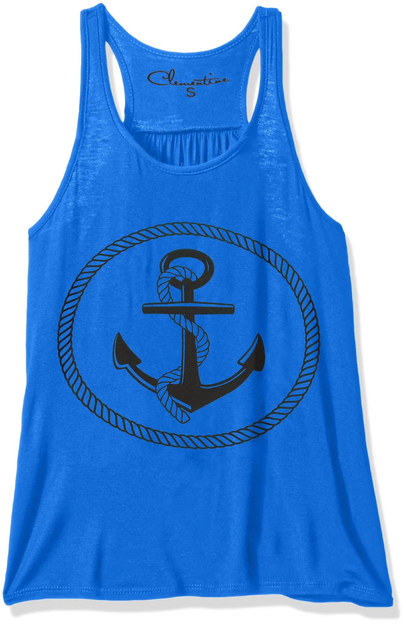 Clementine Women's Petite Plus Boat Anchor Printing Flowy Racerback Tank