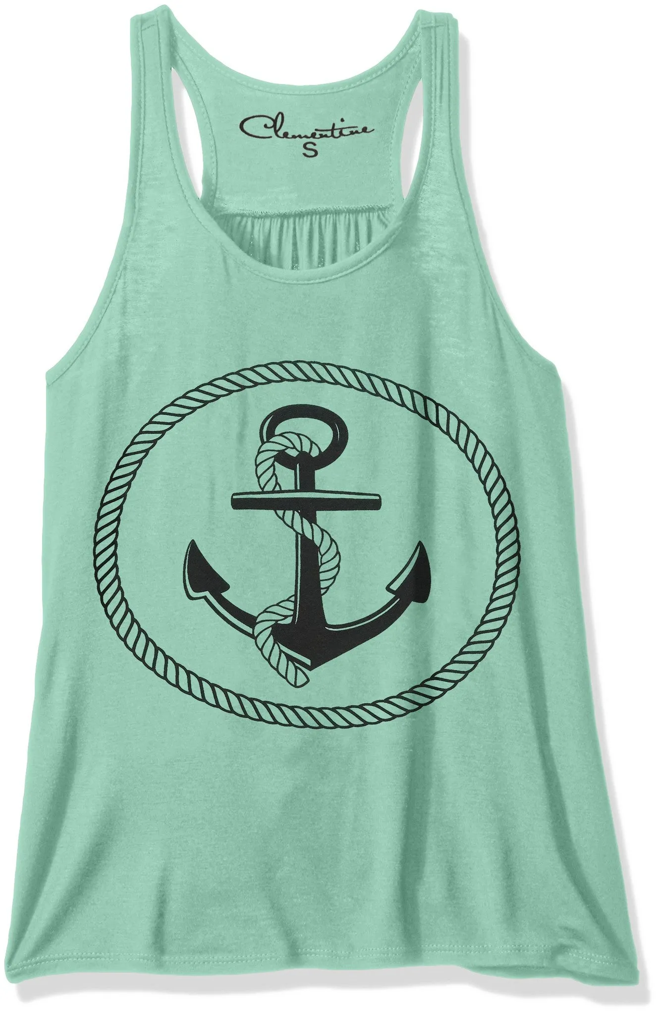Clementine Women's Petite Plus Boat Anchor Printing Flowy Racerback Tank