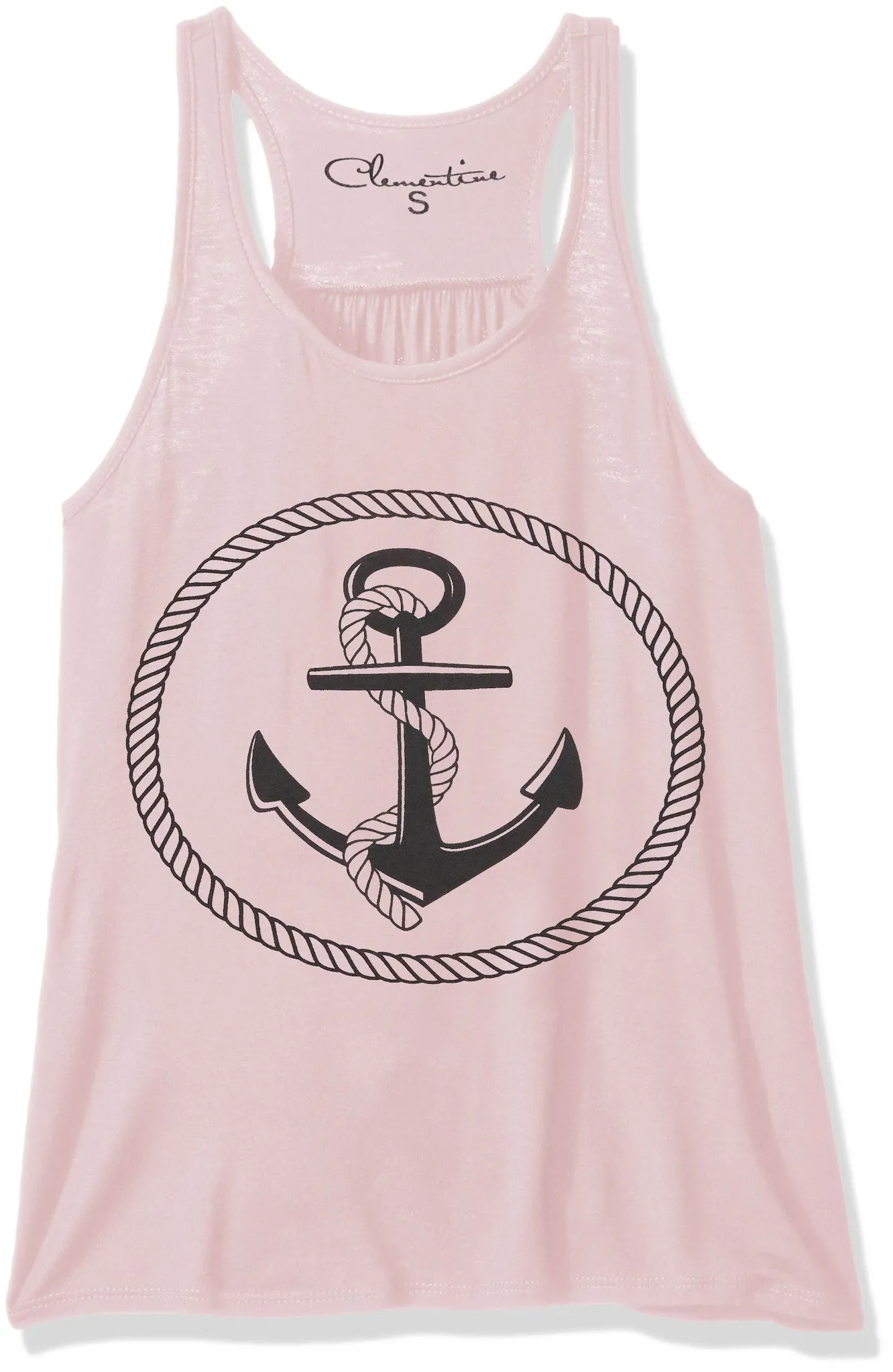 Clementine Women's Petite Plus Boat Anchor Printing Flowy Racerback Tank
