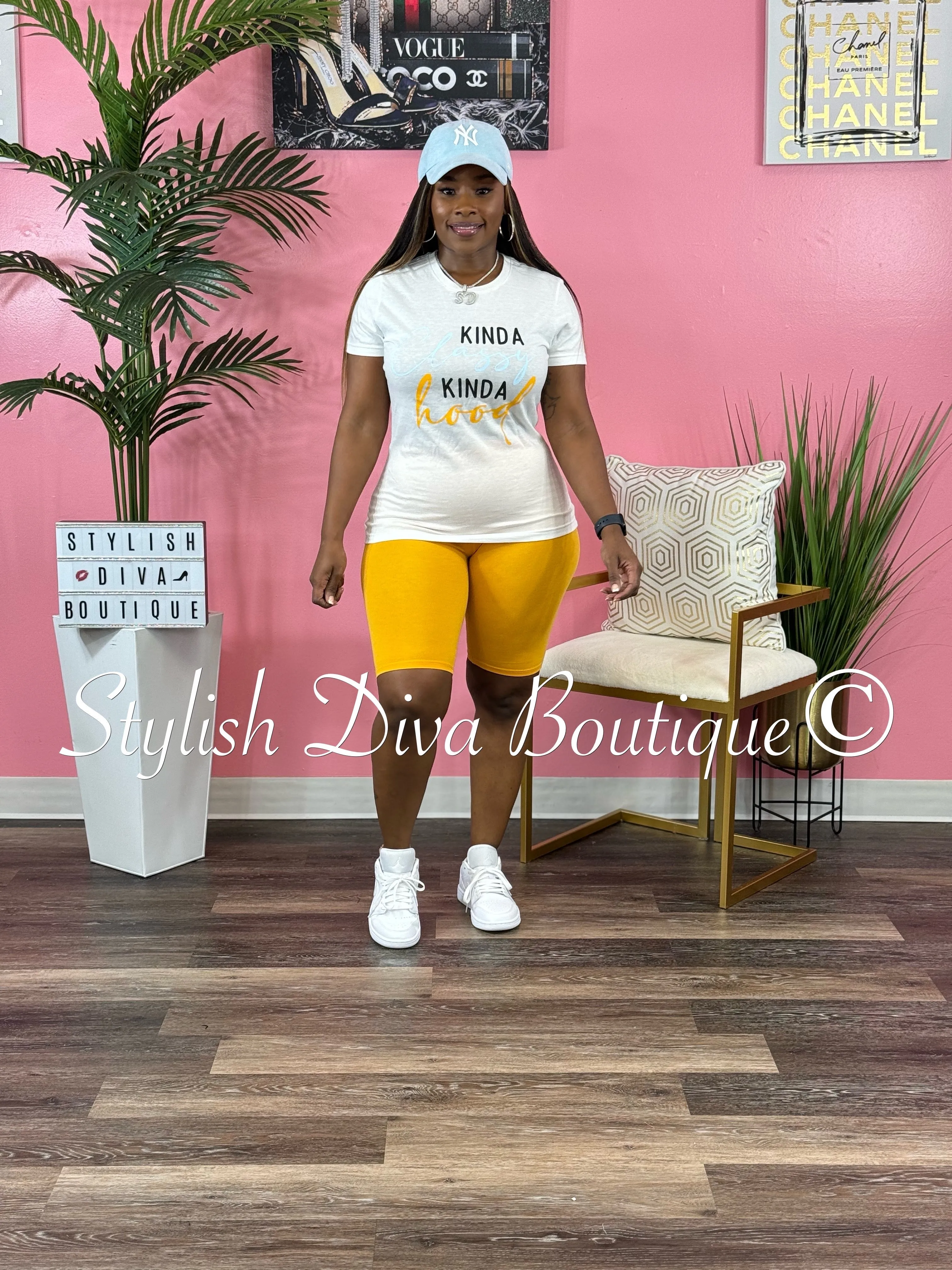 Cotton Biker Shorts (Yellow Gold)