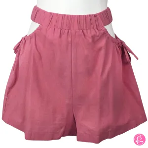 Cotton Linen Plain Peek-A-Boo Shorts