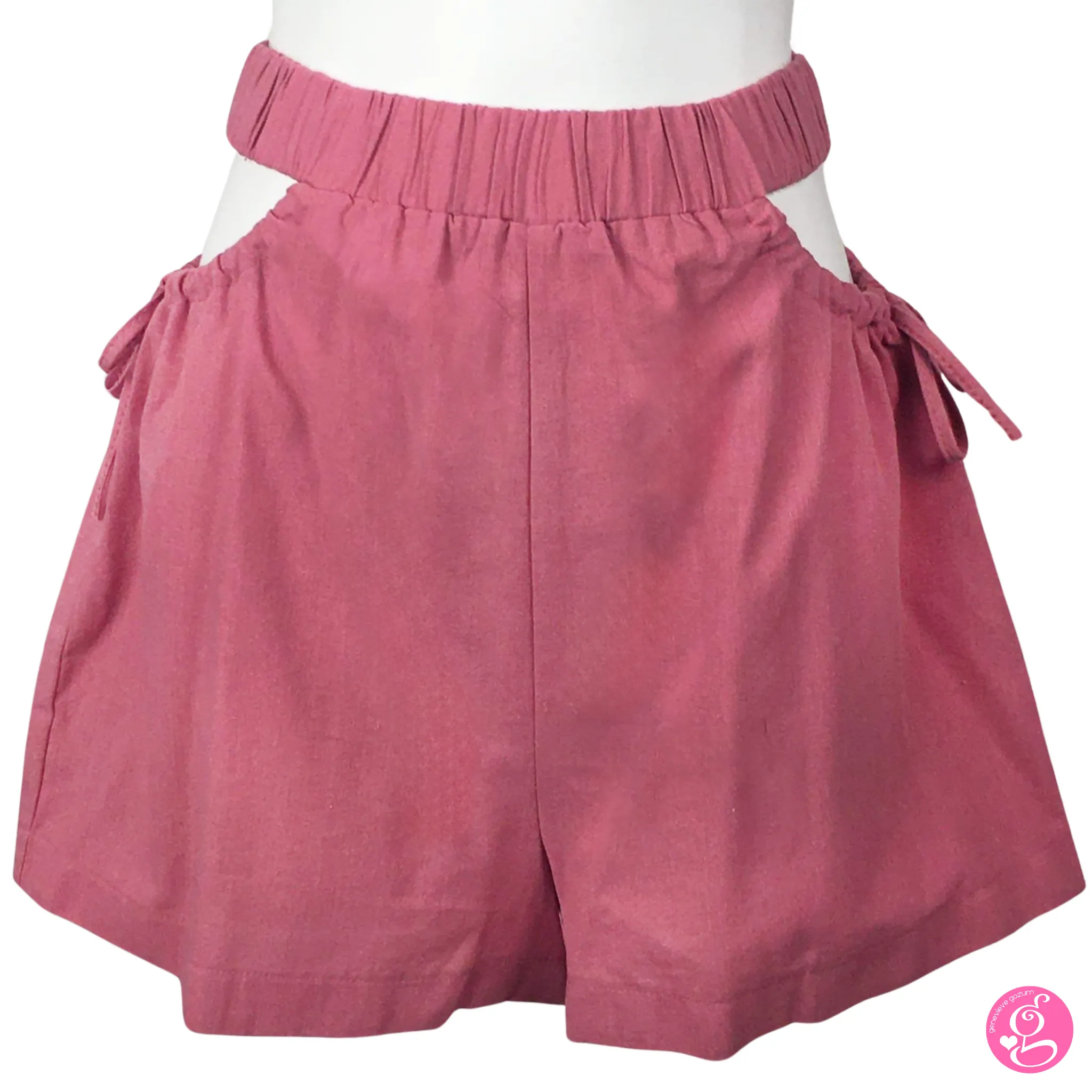Cotton Linen Plain Peek-A-Boo Shorts