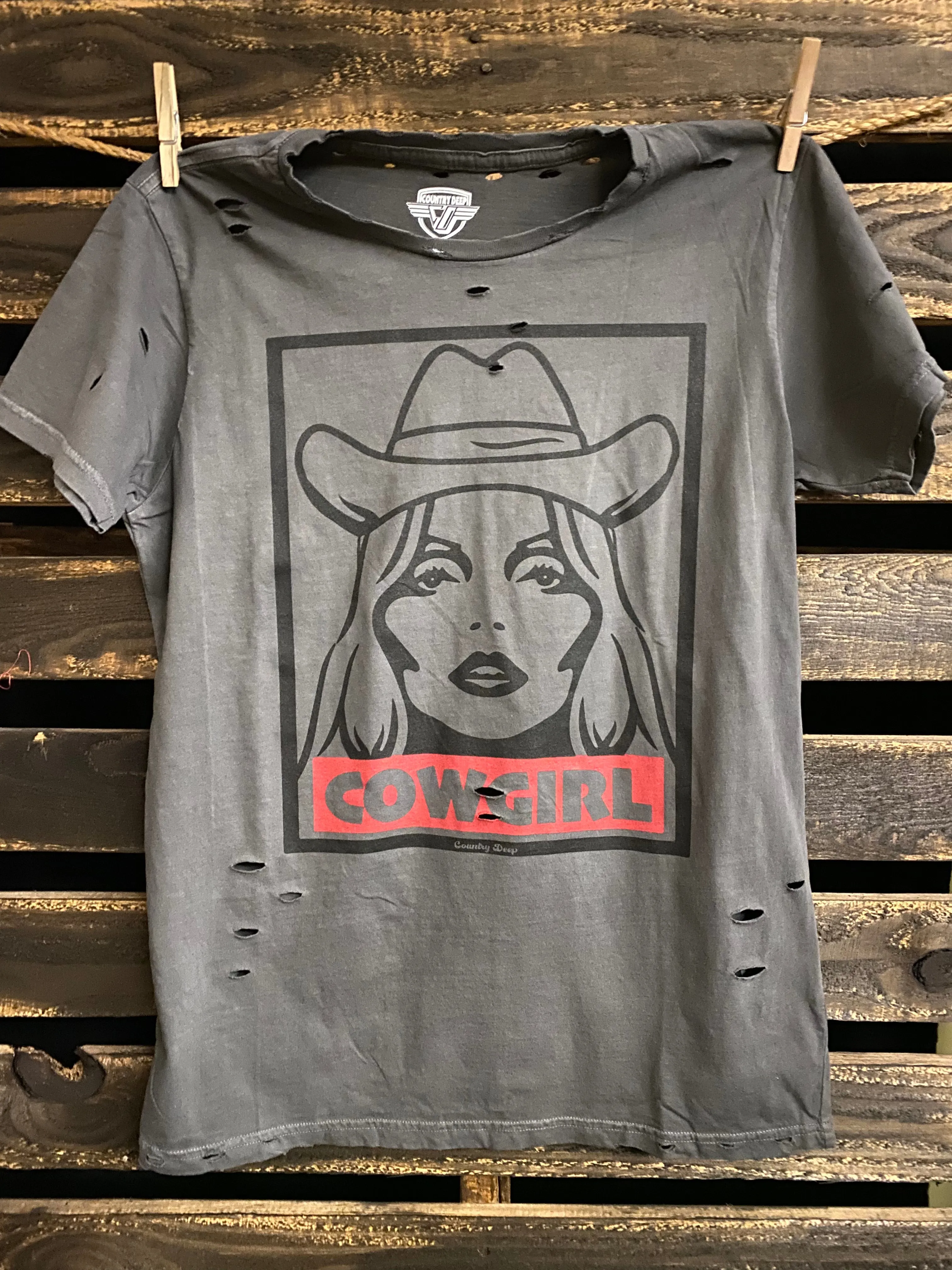 COWGIRL Distressed T-Shirt