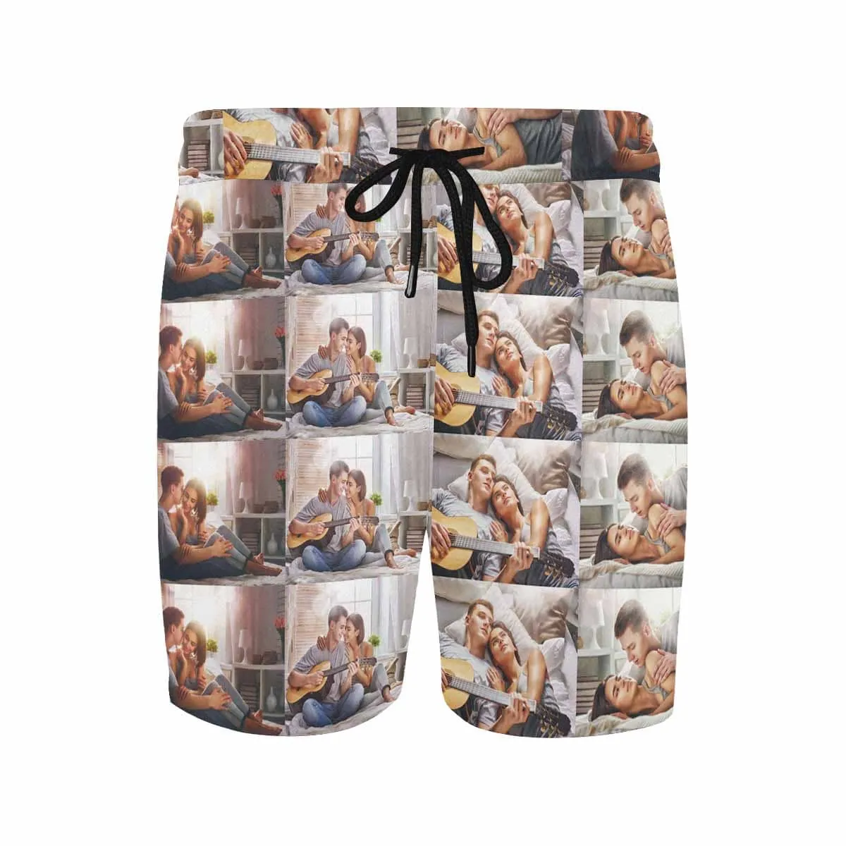 Custom Photo Swim Trunks Men's Quick Dry Swim Shorts with Happiness Leisure Time Pictures for Valentine's Day