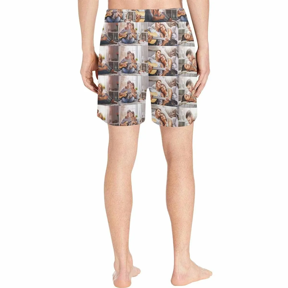 Custom Photo Swim Trunks Men's Quick Dry Swim Shorts with Happiness Leisure Time Pictures for Valentine's Day