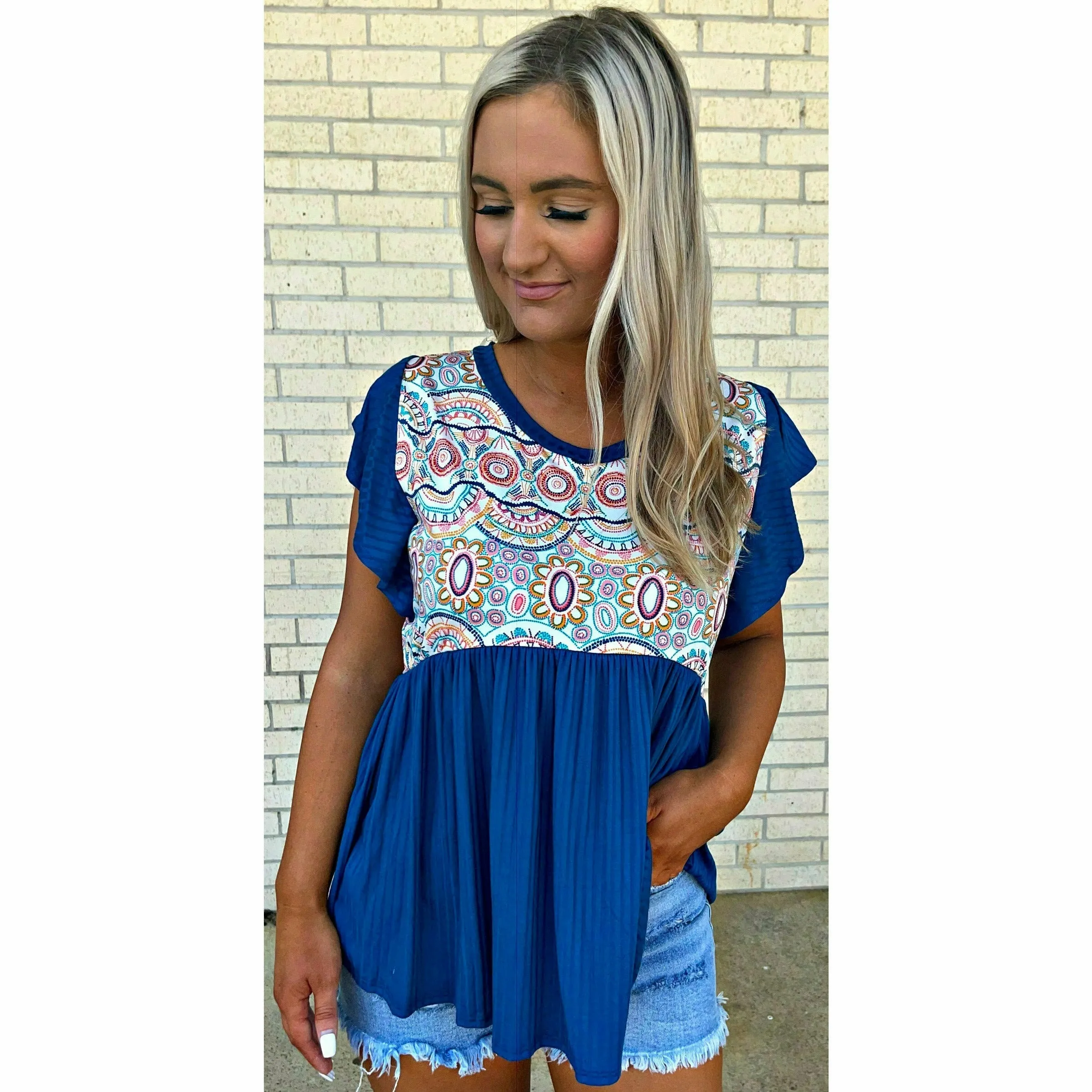 Darbi Deep Teal Flowy Top