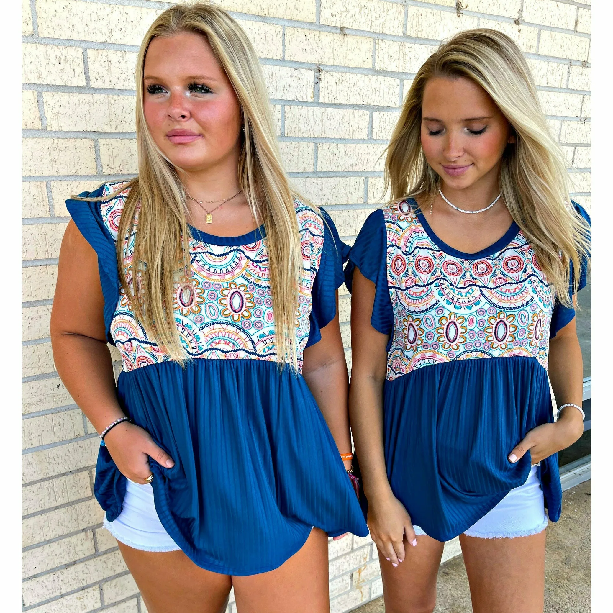Darbi Deep Teal Flowy Top