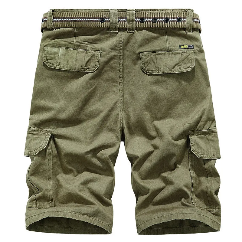 DazzleSport Overalls Casual Loose Multi-pocket Men's Pants Cotton Washed Shorts