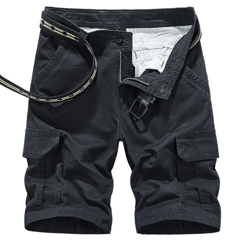 DazzleSport Overalls Casual Loose Multi-pocket Men's Pants Cotton Washed Shorts