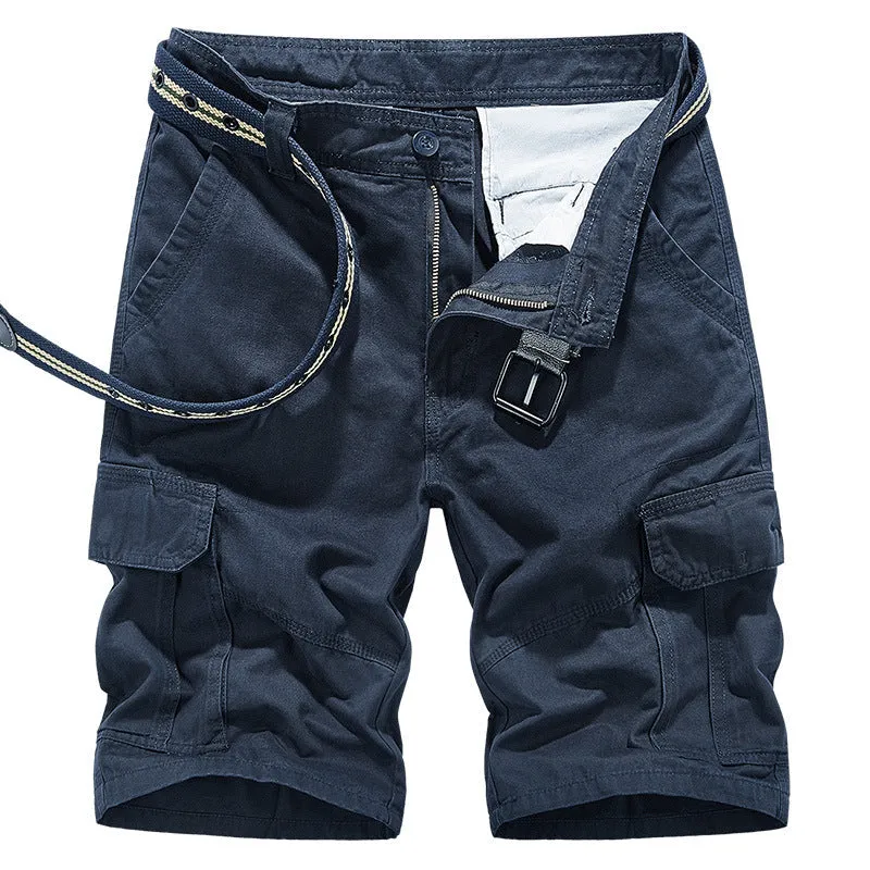 DazzleSport Overalls Casual Loose Multi-pocket Men's Pants Cotton Washed Shorts