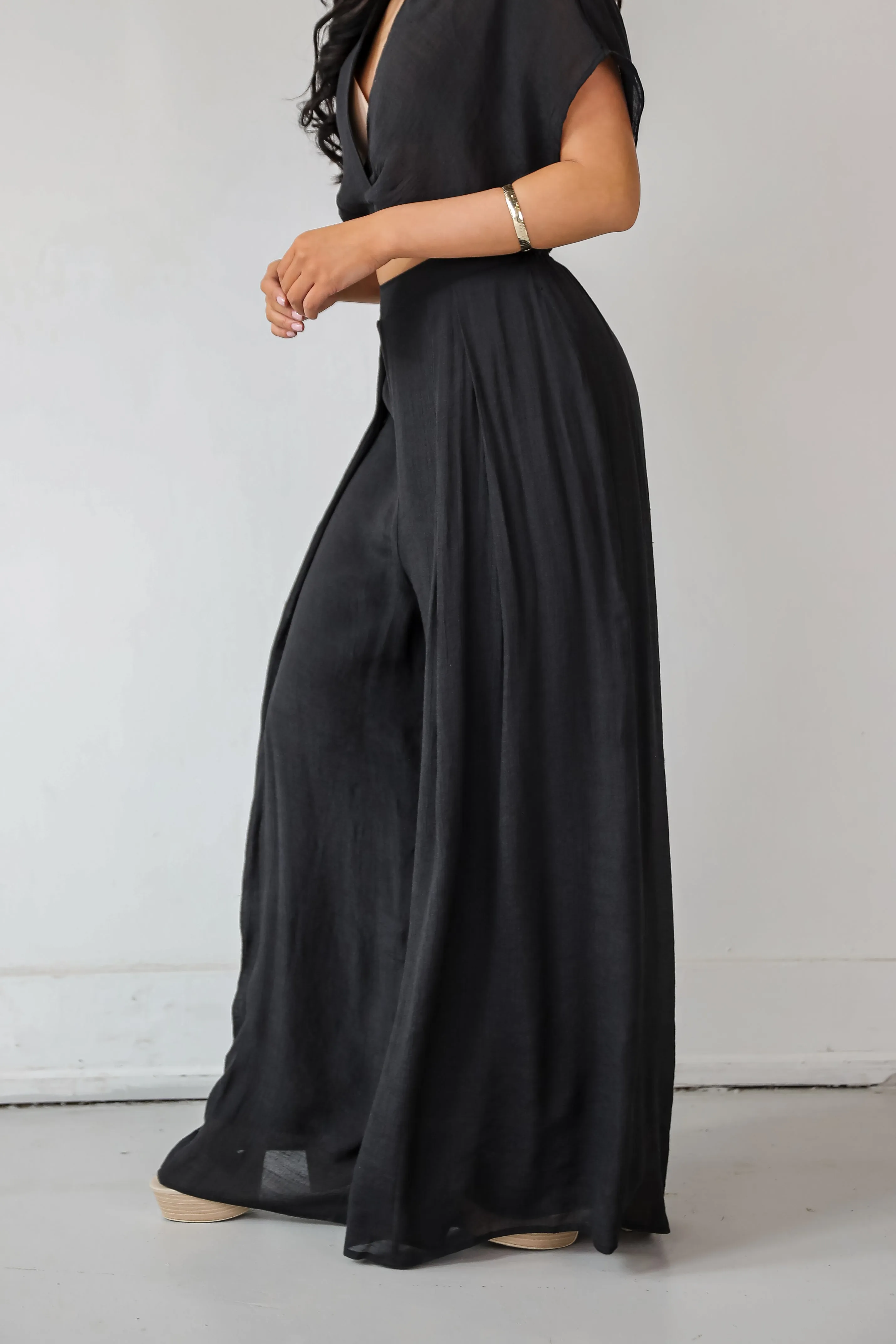 Delightful Direction Black Wide Leg Pants - DU DEAL