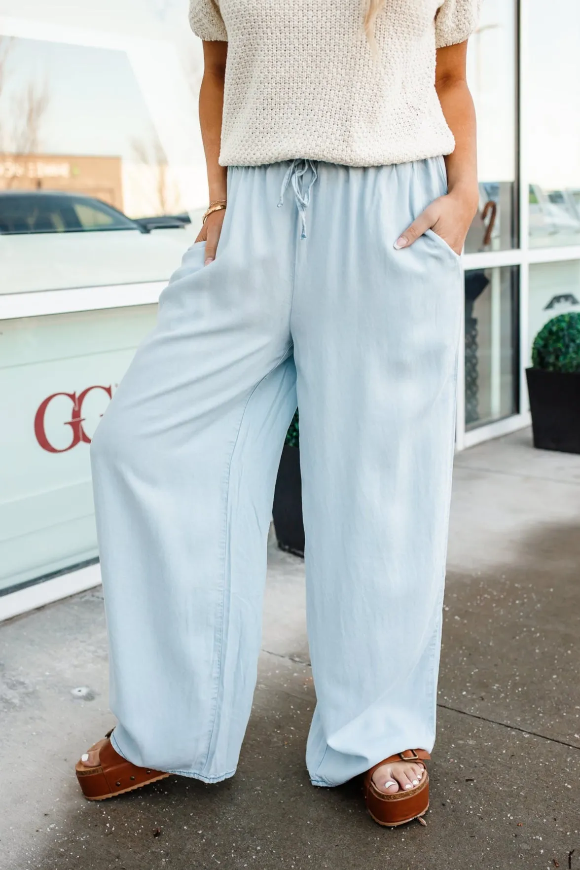 Denim Drawstring Pants