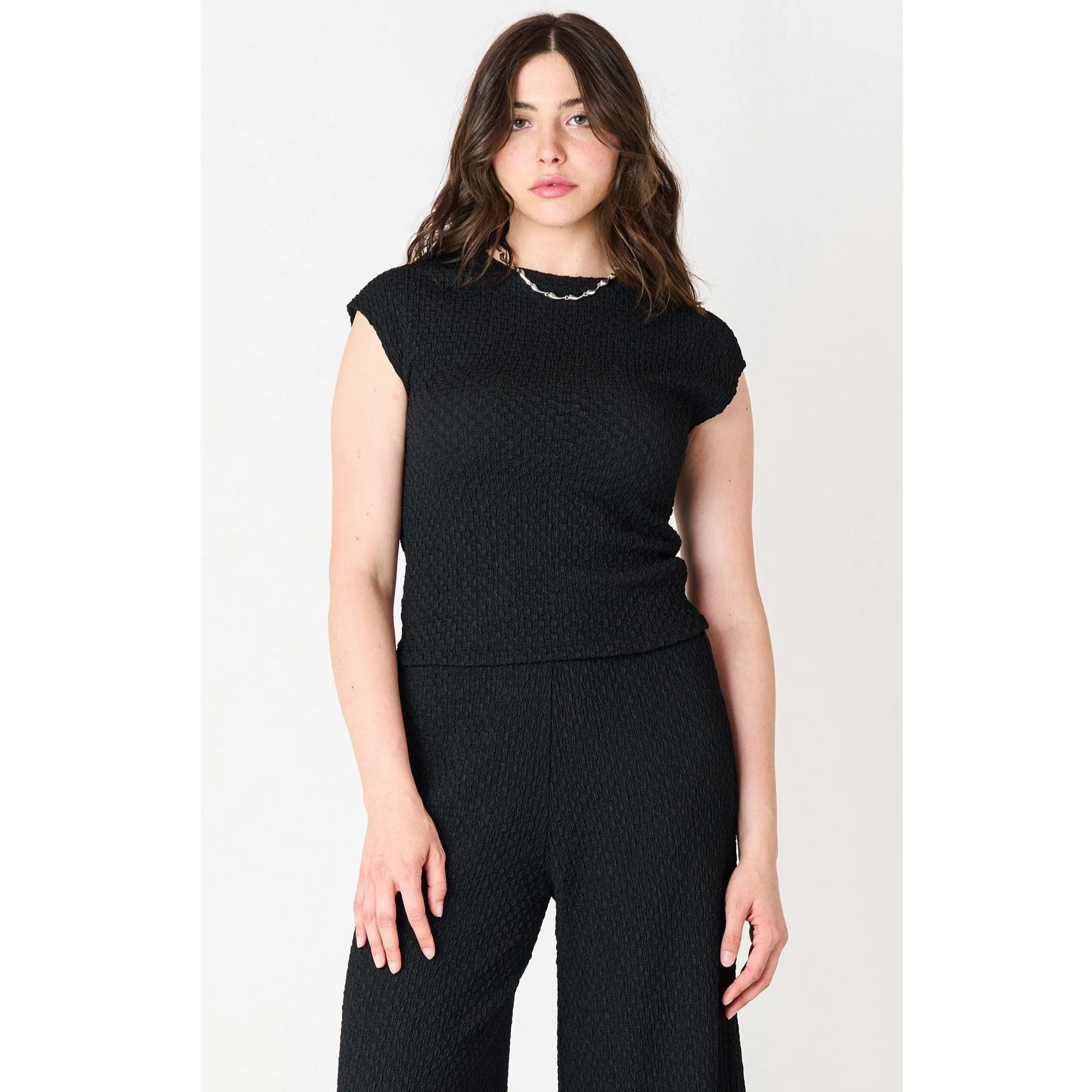 Dex Black Tape SS Drop Shoulder Textured Top