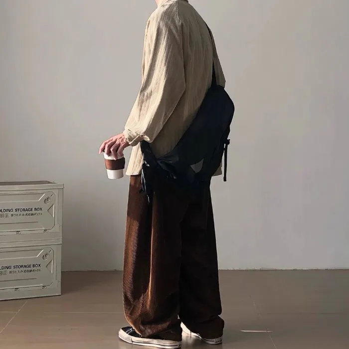 Drape Loose Corduroy Pants N0476