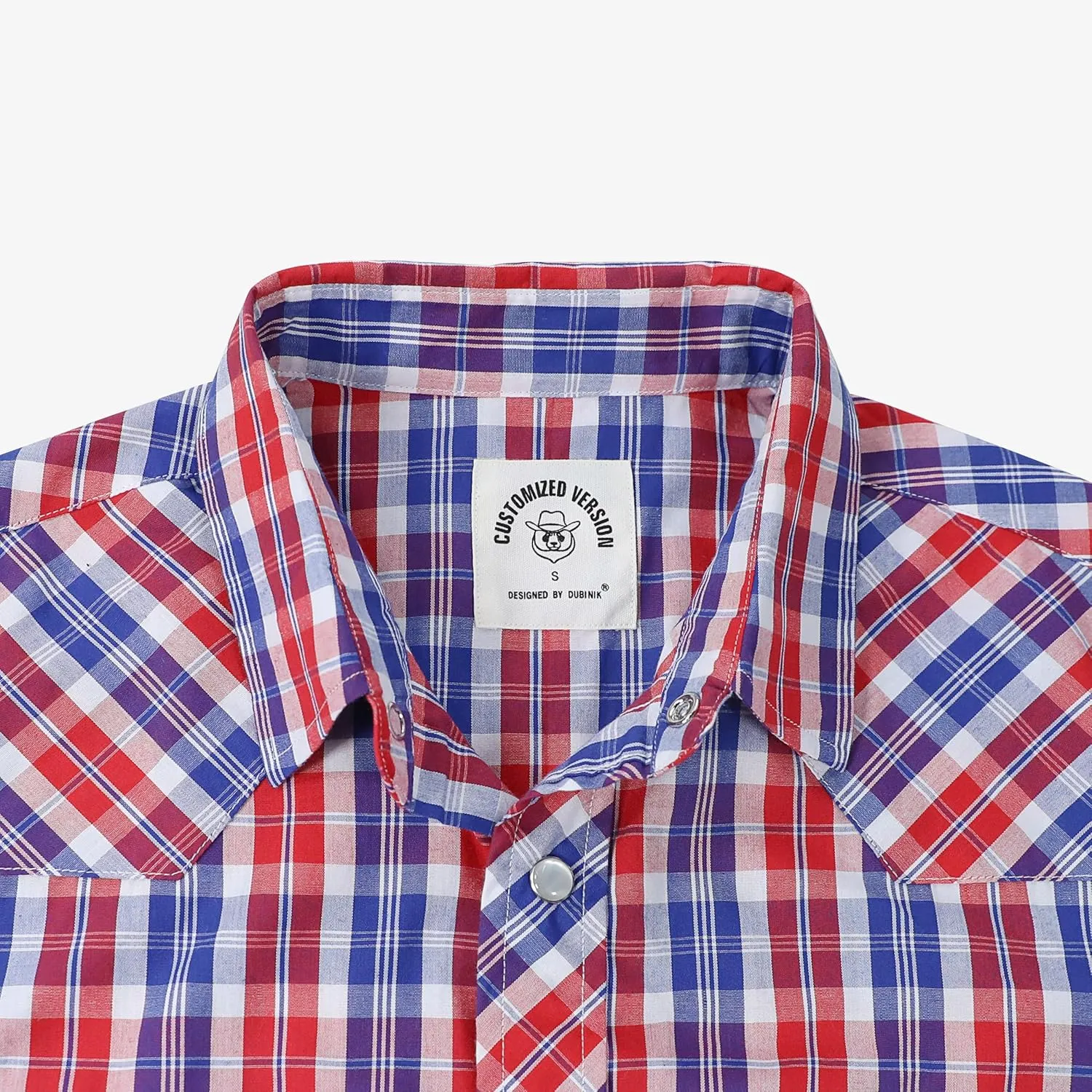 Dubinik Western Shirts for Men Short Sleeve Plaid Pearl Snap Shirts for Men Button Up Shirt Cowboy Casual Work Shirt