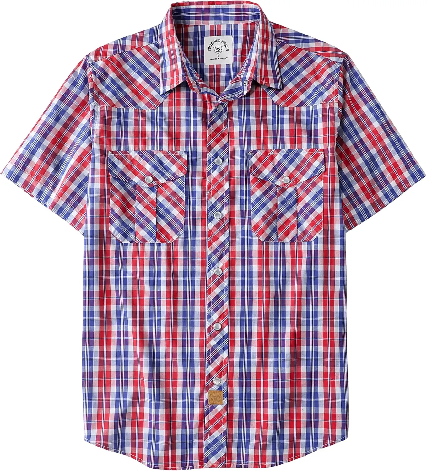 Dubinik Western Shirts for Men Short Sleeve Plaid Pearl Snap Shirts for Men Button Up Shirt Cowboy Casual Work Shirt