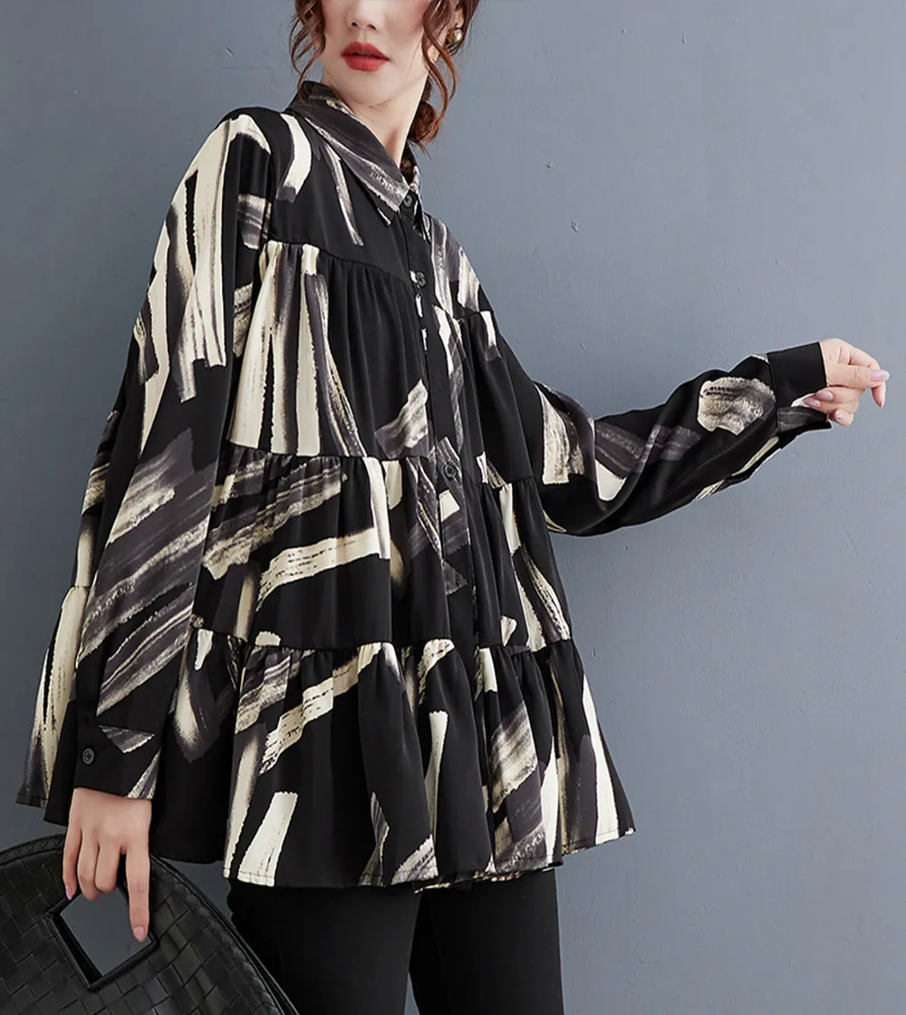 ellazhu Women's Casual Shirts,Button Down Long Sleeve Dressy Tops GZ01