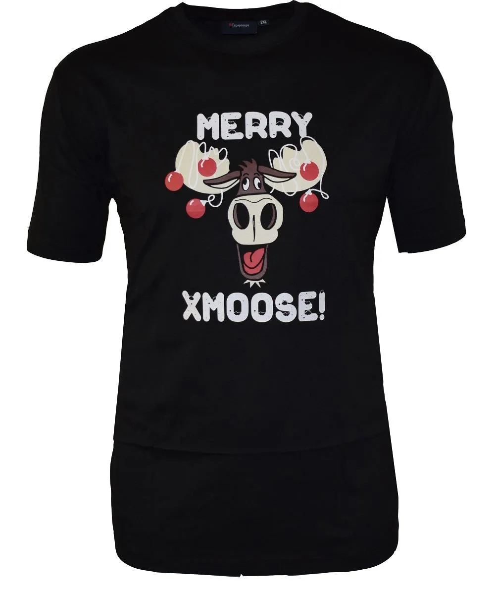 ESPIONAGE Premiun Cotton Printed Christmas Themed Tee Shirts (180) in Size 2XL to 8XL, 4 Styles