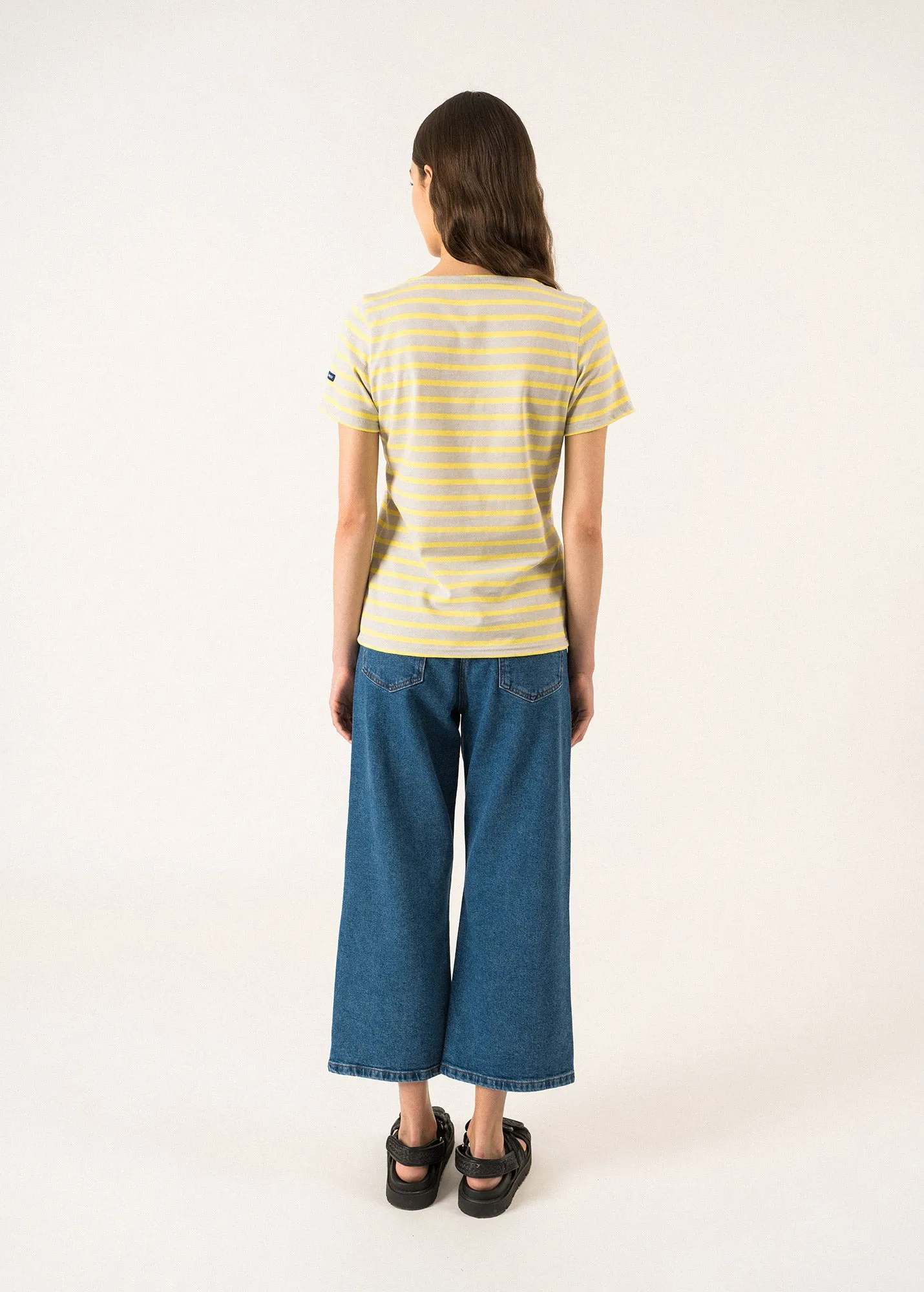 Etrille short sleeve striped sailor shirt - regular fit, in light cotton (GRIS LIGHT/ACIDULE)