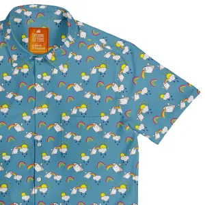 Exploding Kittens Rainbow Sky Cats Button Up Shirt