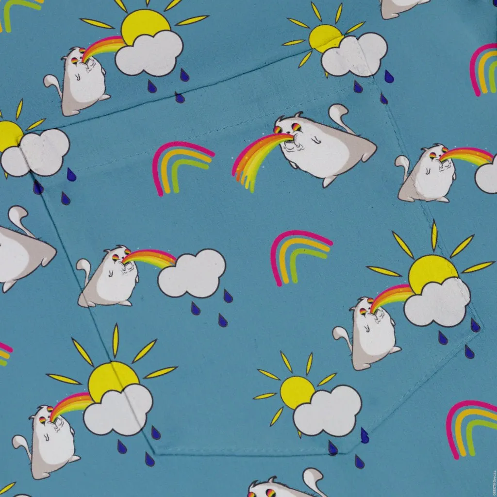 Exploding Kittens Rainbow Sky Cats Button Up Shirt