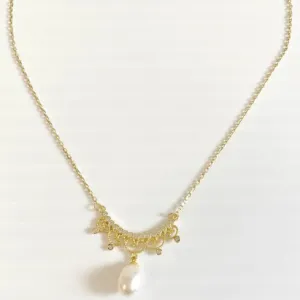 Fashion Accessories - Gold Necklace with Pearl Detail