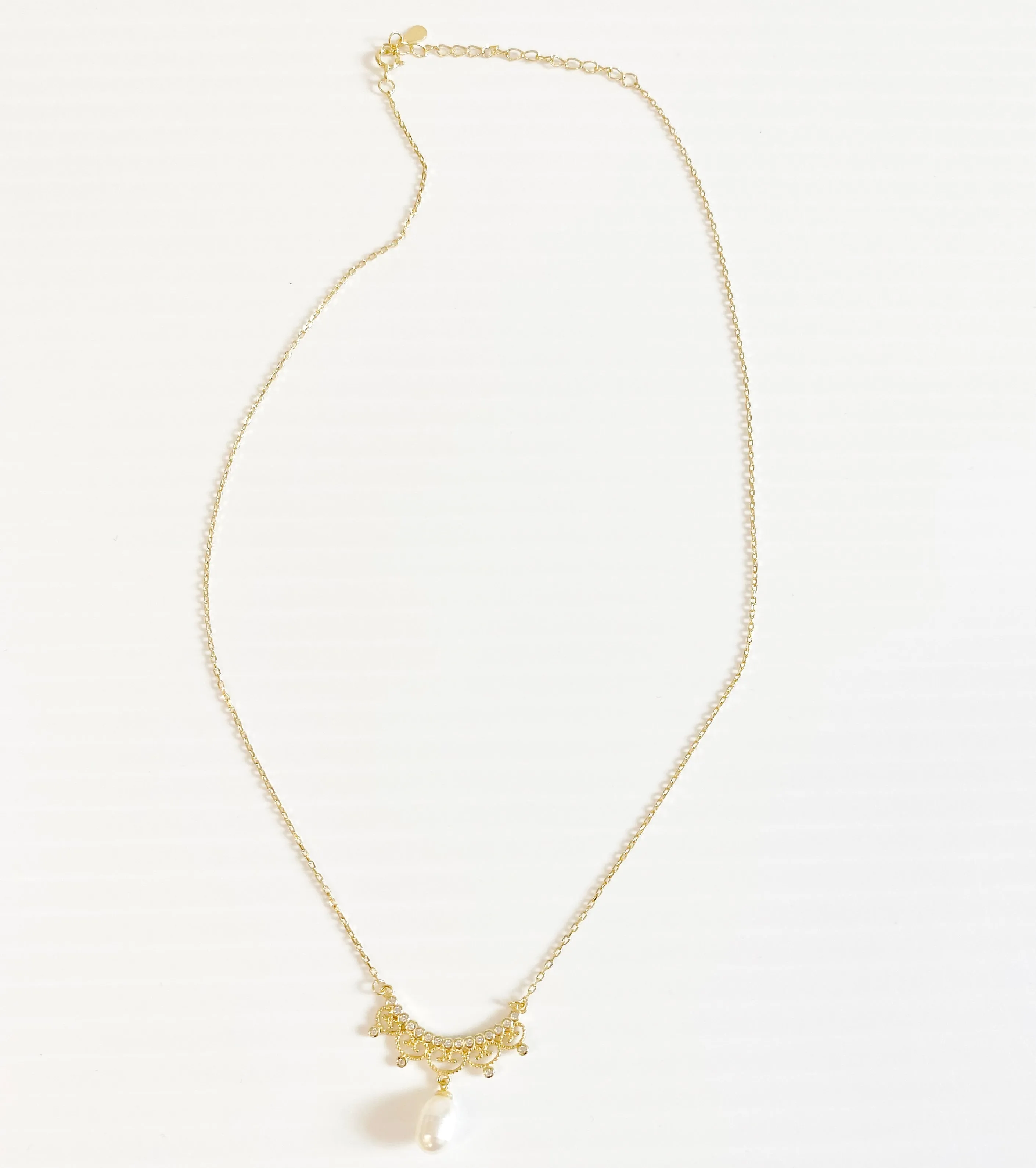 Fashion Accessories - Gold Necklace with Pearl Detail