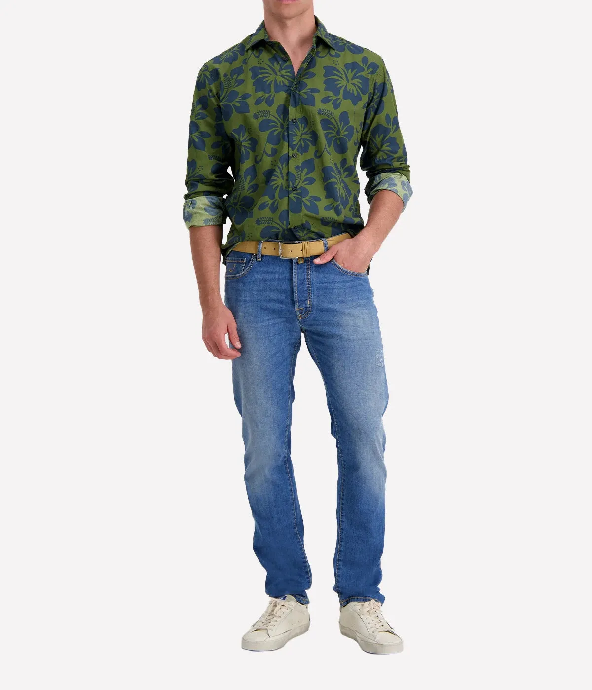 *FINAL SALE* Sicillian Long Sleeve Shirt in Green & Blue Floral