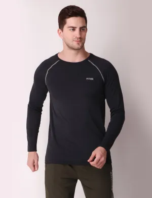 Fitinc Dryfit Stretchable Full Sleeves Black Tshirt