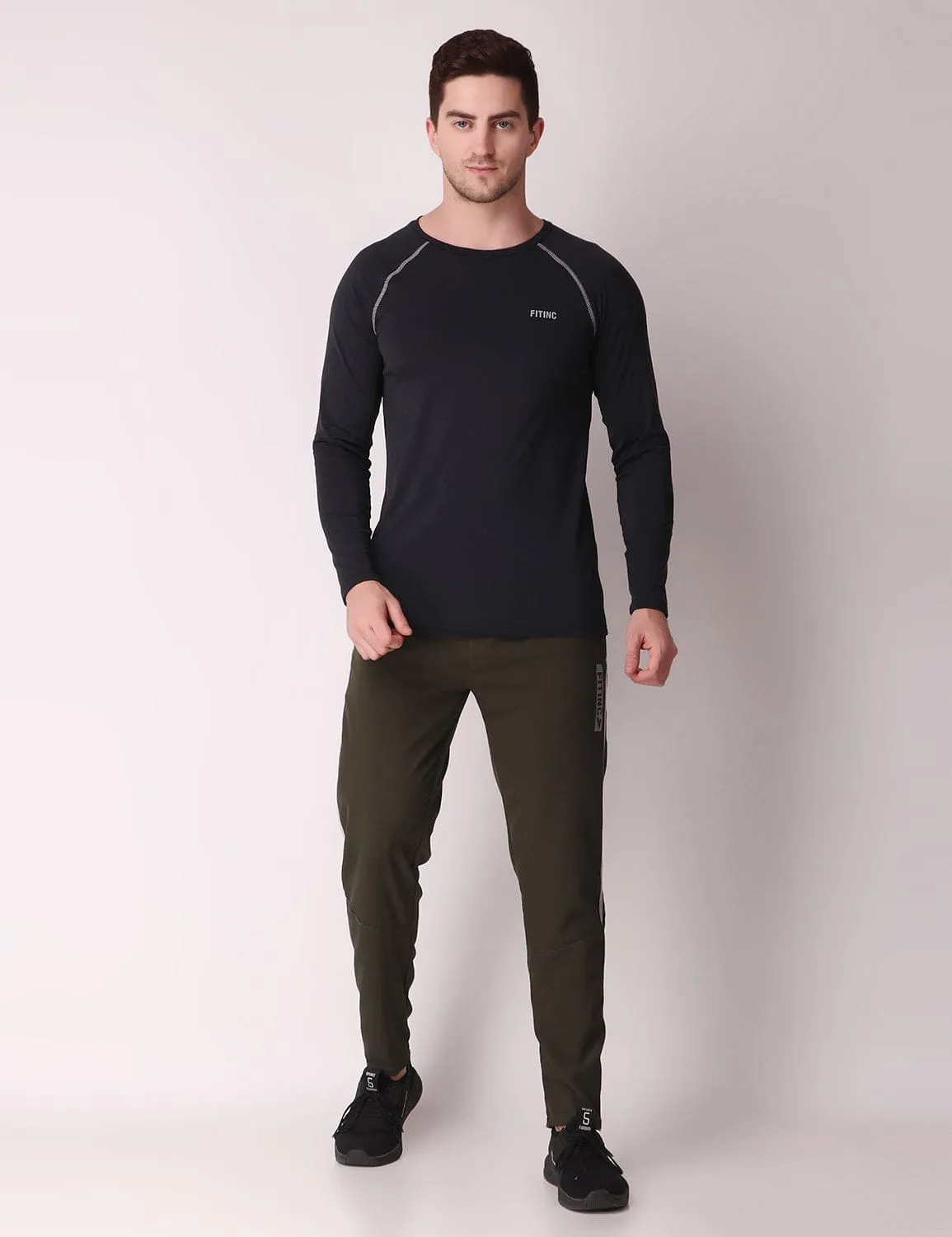 Fitinc Dryfit Stretchable Full Sleeves Black Tshirt