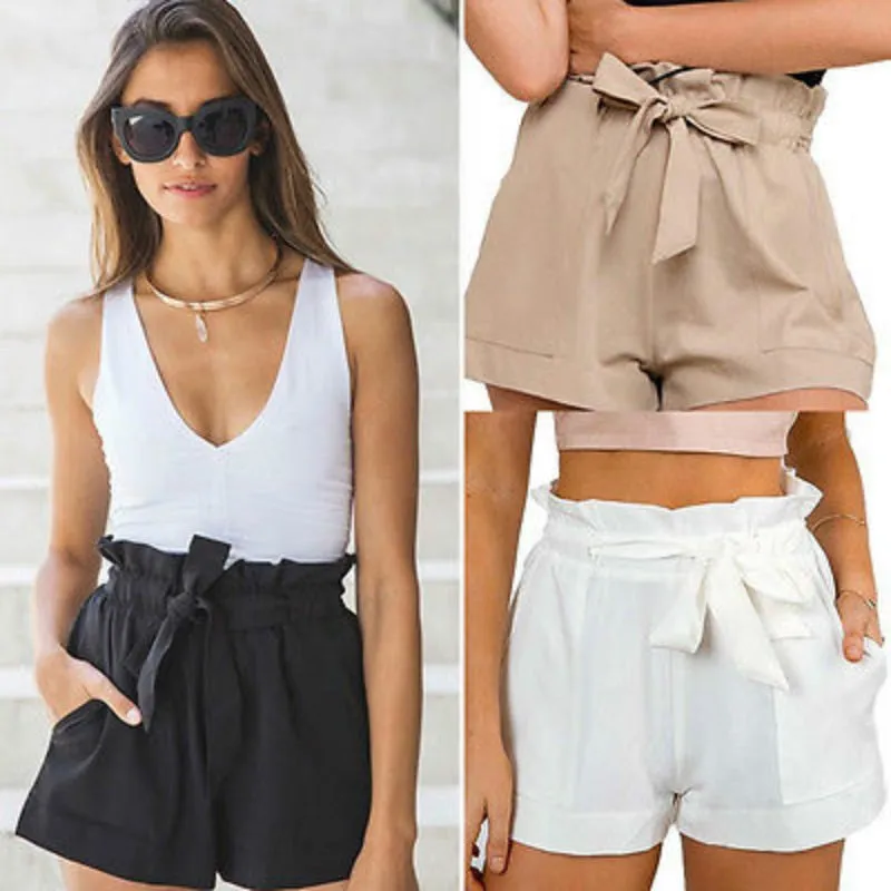 Flapper Strap Plain High Waist Short Pants