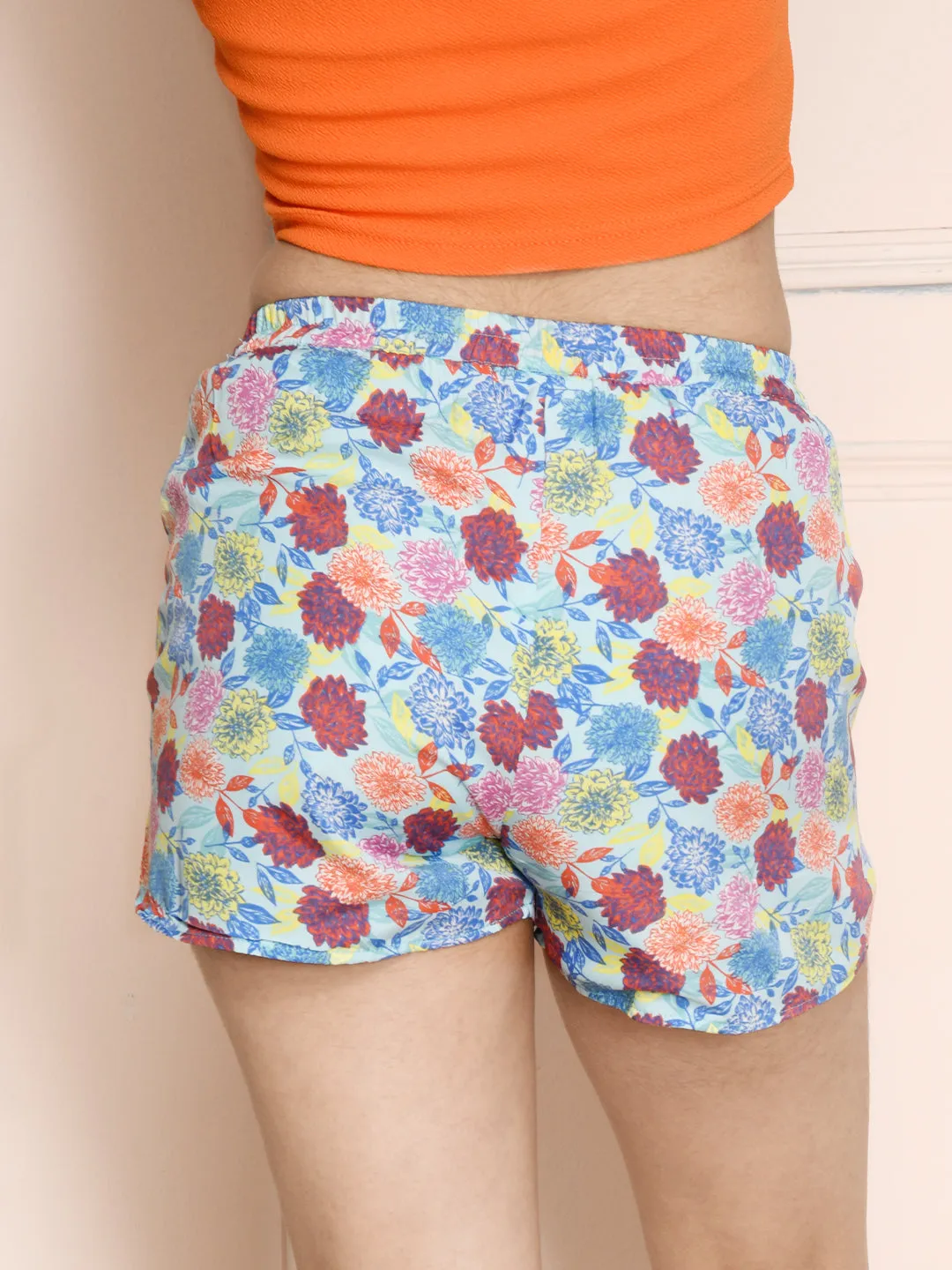 Floral Print Stylish Button Shorts