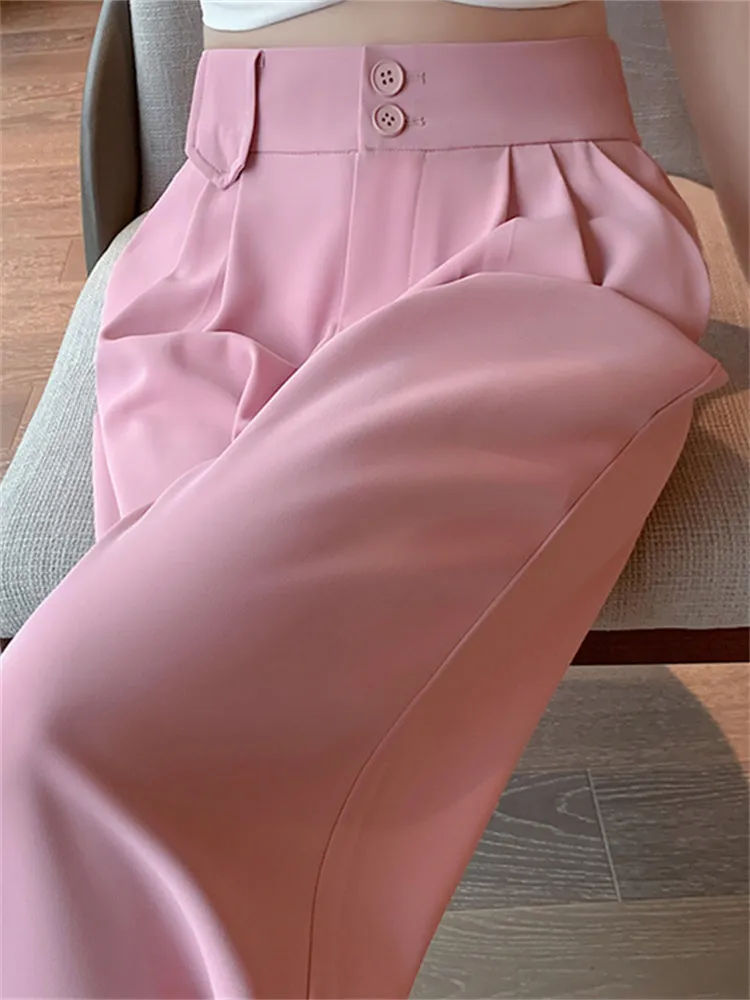 Flytonn-cute winter outfits casual winter outfits christmas outfit party look inspos High Waist Button Up Loose Office Long Pants