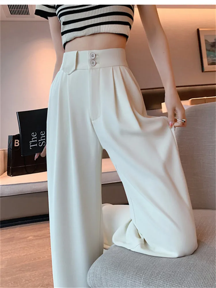 Flytonn-cute winter outfits casual winter outfits christmas outfit party look inspos High Waist Button Up Loose Office Long Pants