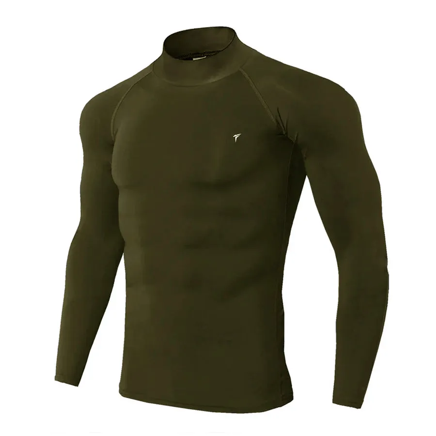 Full Sleeve Olive Mock Neck Compression Tee