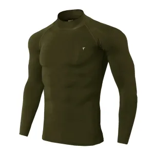 Full Sleeve Olive Mock Neck Compression Tee