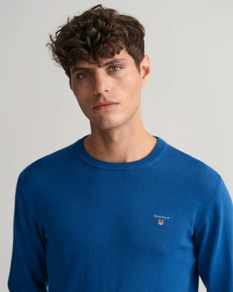 Gant Apparel Mens CLASSIC COTTON  C-NECK 408/LAKE BLUE