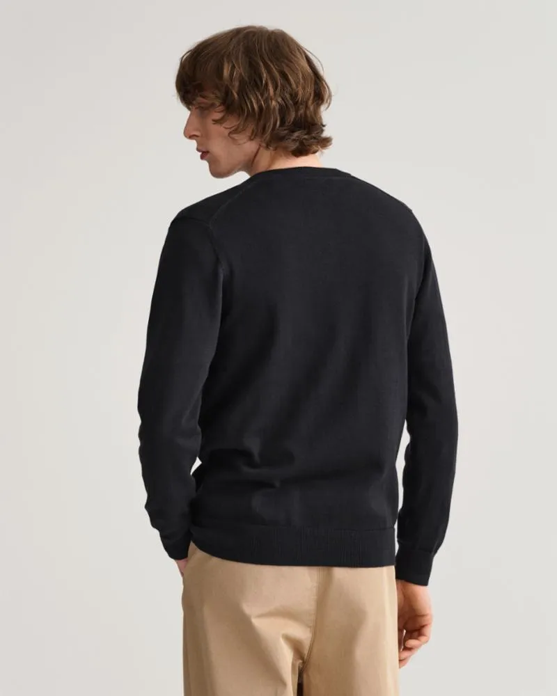 Gant Apparel Mens CLASSIC COTTON V-NECK - NEW 5/BLACK