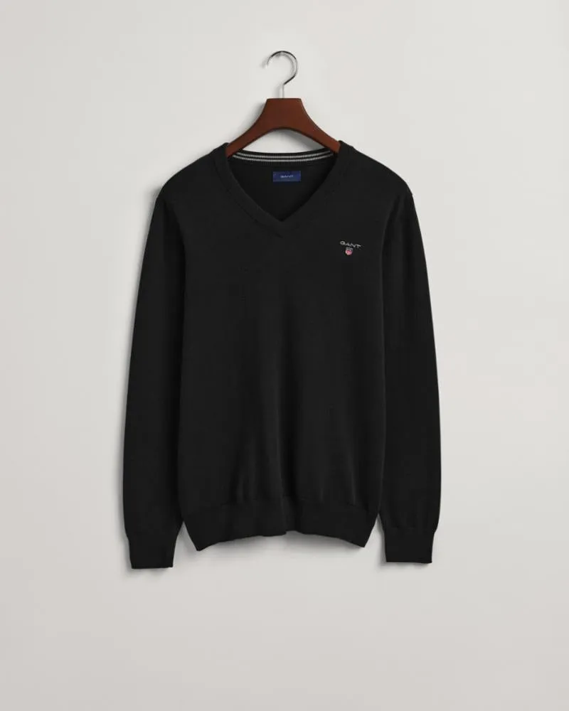 Gant Apparel Mens CLASSIC COTTON V-NECK - NEW 5/BLACK