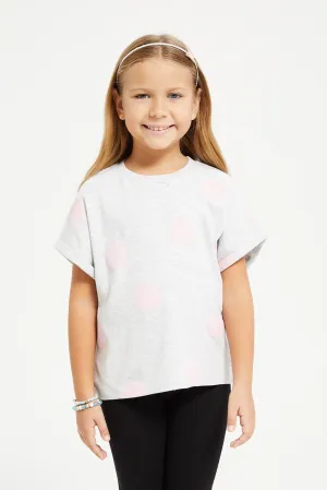 Girls Grey Printed Boxy T-Shirt