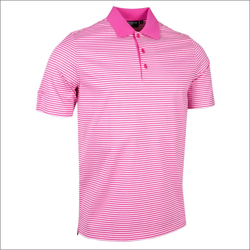 Glenmuir Letham Striped Mercerised Polo Shirt==