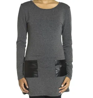 Gray Leather Pockets top