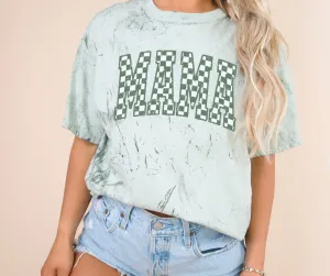 Green Checkered Mama Green Tie Dye Tee