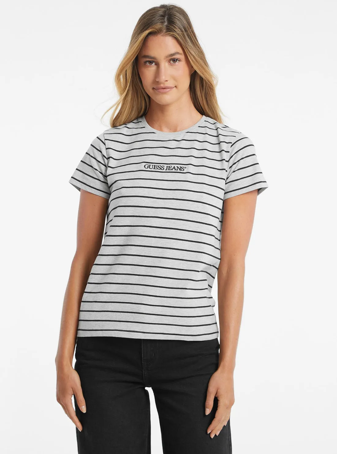 Guess Jeans White Striped T-Shirt