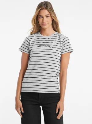 Guess Jeans White Striped T-Shirt