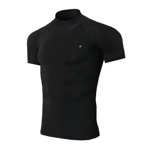 Half Sleeve Black Mock Neck Compression Tee