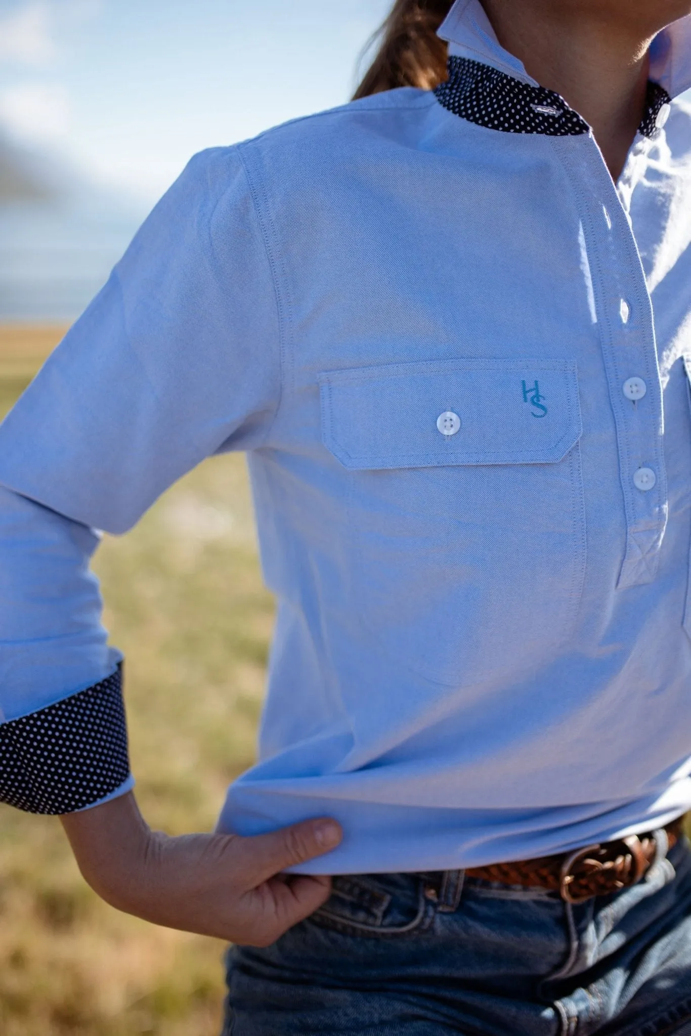 Heidi Workshirt in Sky Oxford Cotton
