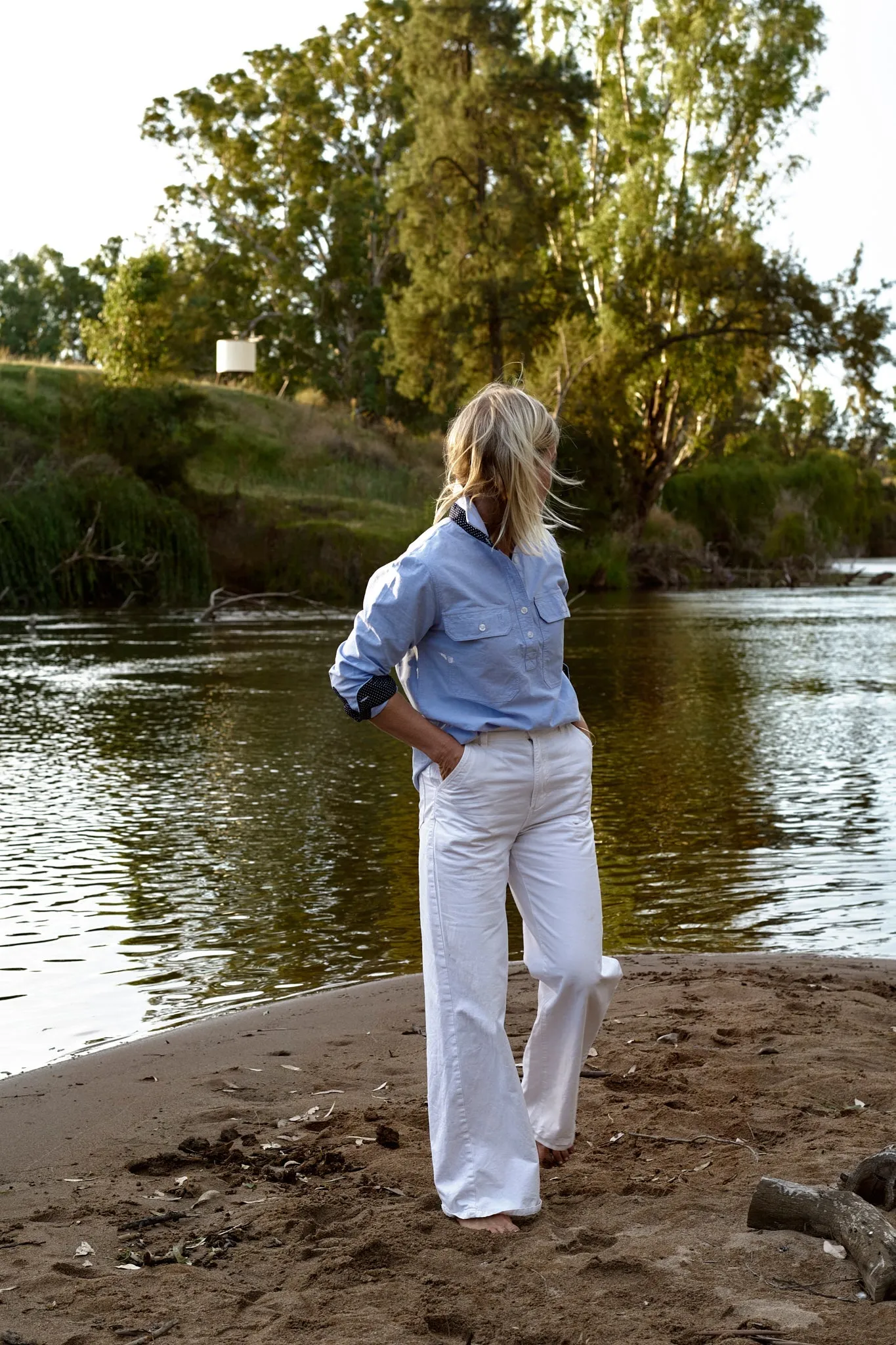 Heidi Workshirt in Sky Oxford Cotton